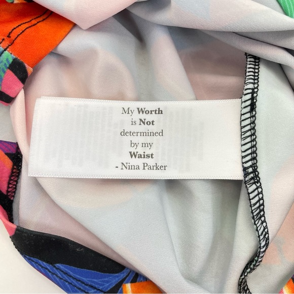 Nina Parker Tie Front Midi Skirt 2X Black/Orange Multi - Picture 10 of 13